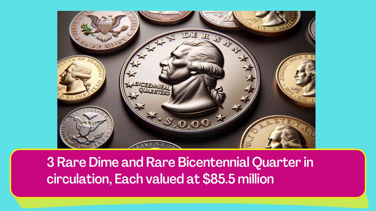 3 Rare Dime and Rare Bicentennial Quarter in circulation, Each valued at $85.5 million