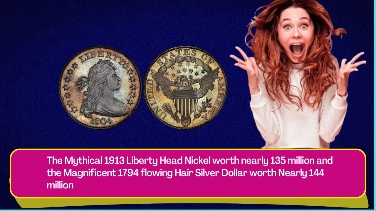 The Mythical 1913 Liberty Head Nickel worth nearly 135 million and the Magnificent 1794 flowing Hair Silver Dollar worth Nearly 144 million